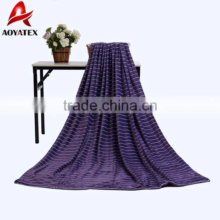 cheap price super soft stripe yarn dyed flannel fleece blanket