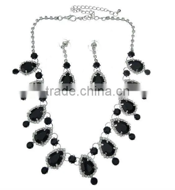 Zircon Jewelry Earrings n Necklace Set,Bridal Diamond Jewelry Set with Necklace and Earrings DB01823