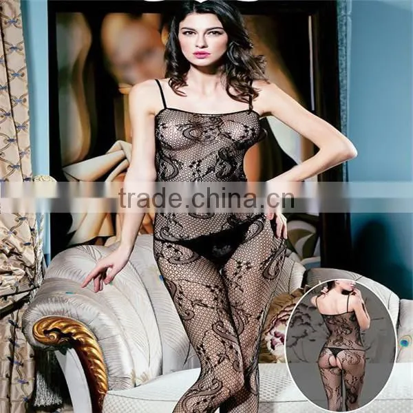 Sexy Women Black Fishnet Open Crotch Bodystocking