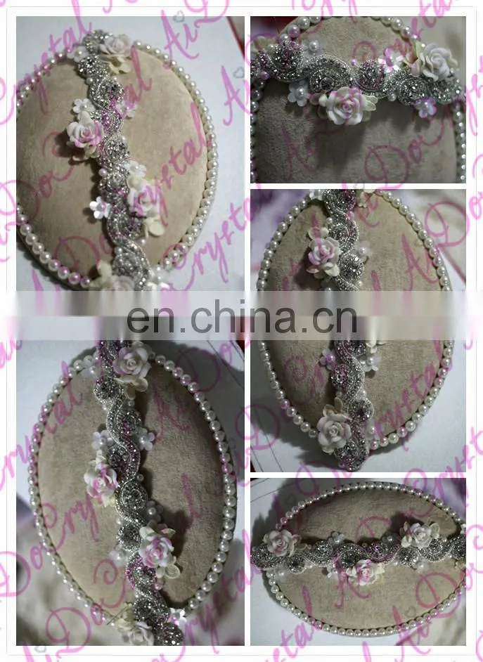 Aidocrystal Lace Bridal Headband,Wedding party Hair Accessories,Ribbon Headband bride necklace