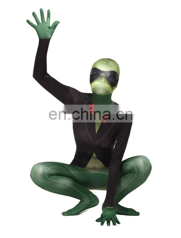 Green Frog Full Body Spandex Lycra Catsuit Cosplay Party Dress Funny Costume