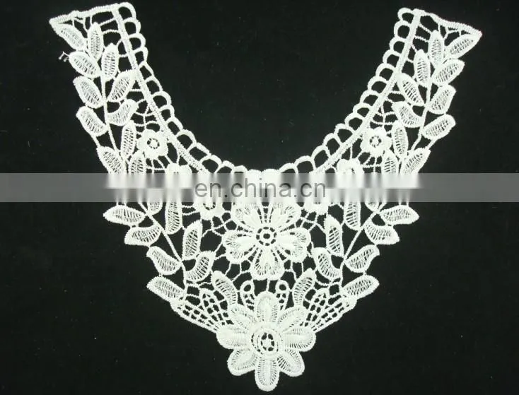 2017 latest custom embroidery neck design lace collar for wedding dresses