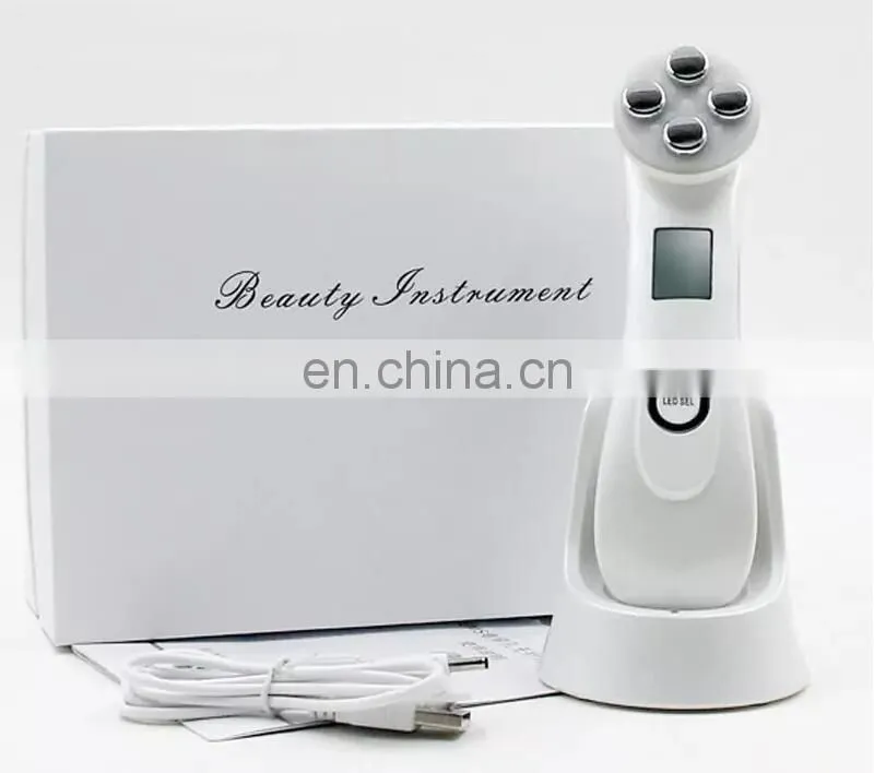 Portable High Frequency Ultrasonic Facial Wrinkles Removal Led Light Electric RF EMS Facial Massager Machine