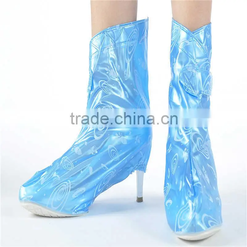 2015 fashion outdoor PVC lady rain shoe covers for heel shoe