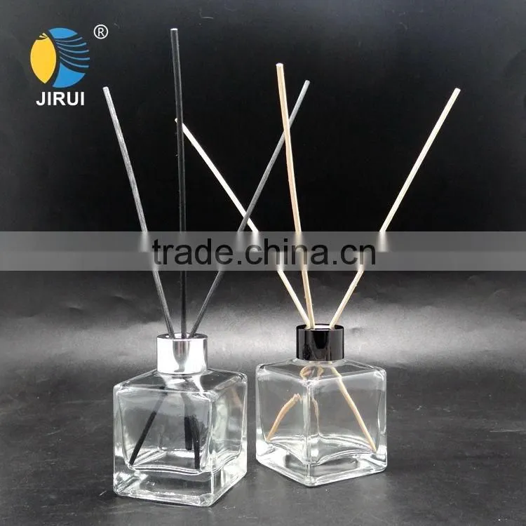 135ml square natural scent reed diffuser glass bottle with aluminum cap glass diffuser bottle