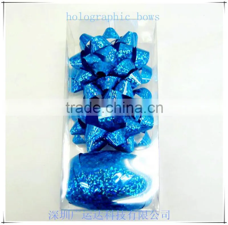 2015 Pretty Metallic Star Ribbon Bows And Easter Egg Sets with Satin Ribbon Tinsels for Gift Packing