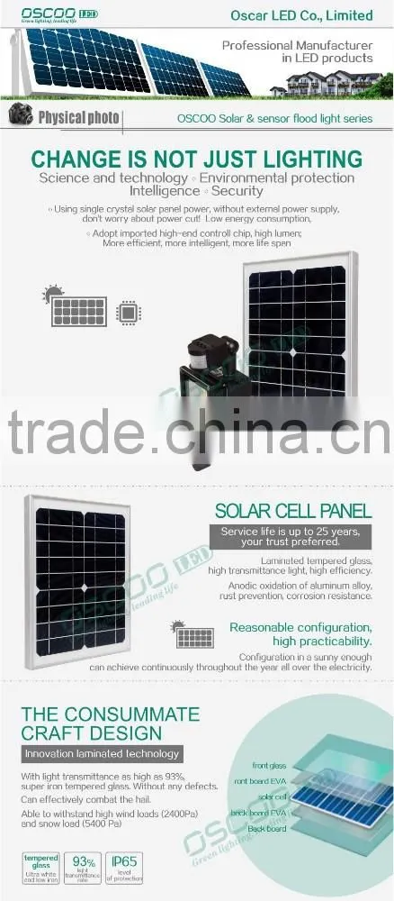 10W 20W 30W solar energy led flood light with detector with long working time in high brightness