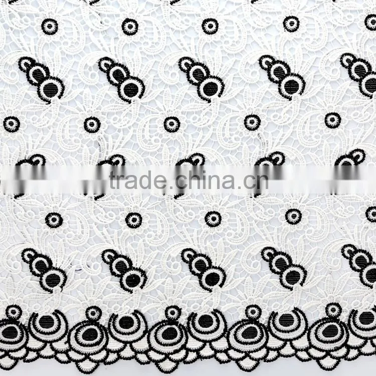 Guangzhou factory supply custom embroidered elastic cutwork lace embroidery designs net dress materials