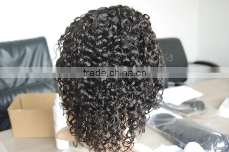 wholesale price brown curly human hair half wig