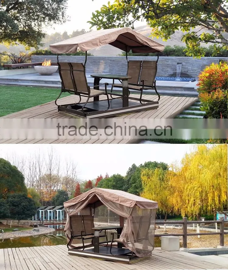 Simple Modern Sun Room Four-Bit Garden Wrought Iron Gazebo Dynamic Outdoor Gazebo Swing