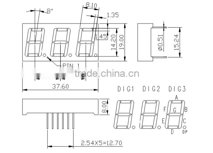 NEWSHINE 0.39"0.56" 0.8" Full Color triple digit led 7 segment display