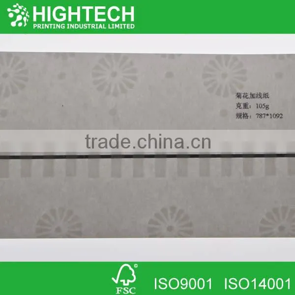 A4 white watermark and 2mm security thread bond paper