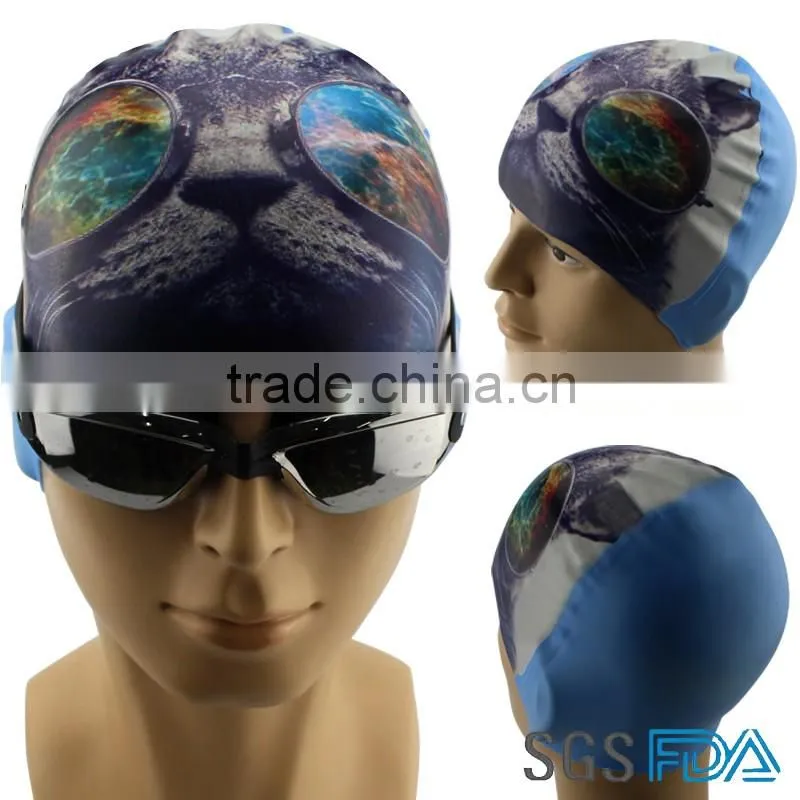 NEW Product Custom Cat Silicone Swim Cap For Adult