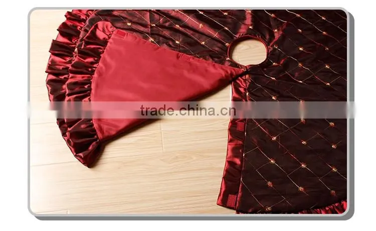 Cute most popular poly viscose fabric ruffled burlap tree skirt