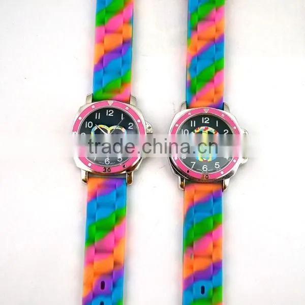 2015 Rainbow silicone watchband Popular design Watch silicone Top brand