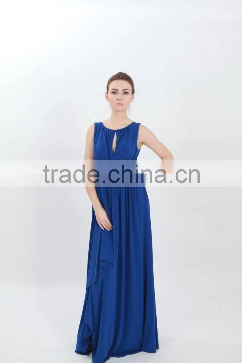 Royal Blue Chiffon Sleeveless Floor Length Latest Formal Dress Patterns