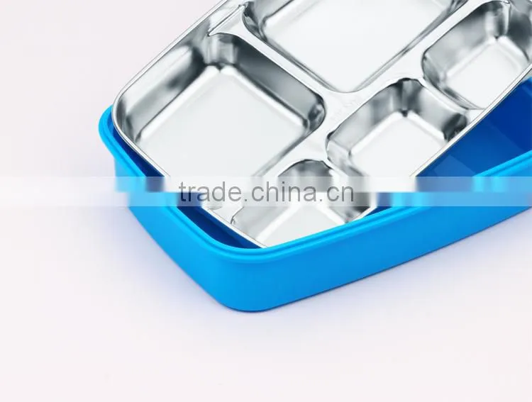 take away stainless steel metal body covered with PP plastic food storage container set