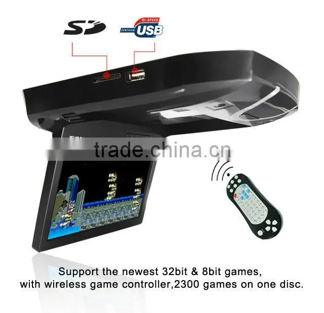 9 Inch Super Slim Car Filp Down DVD Player With Wireless Game Controller