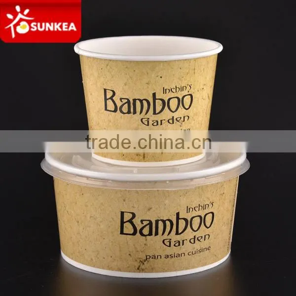 Disposable paper soup container with lid