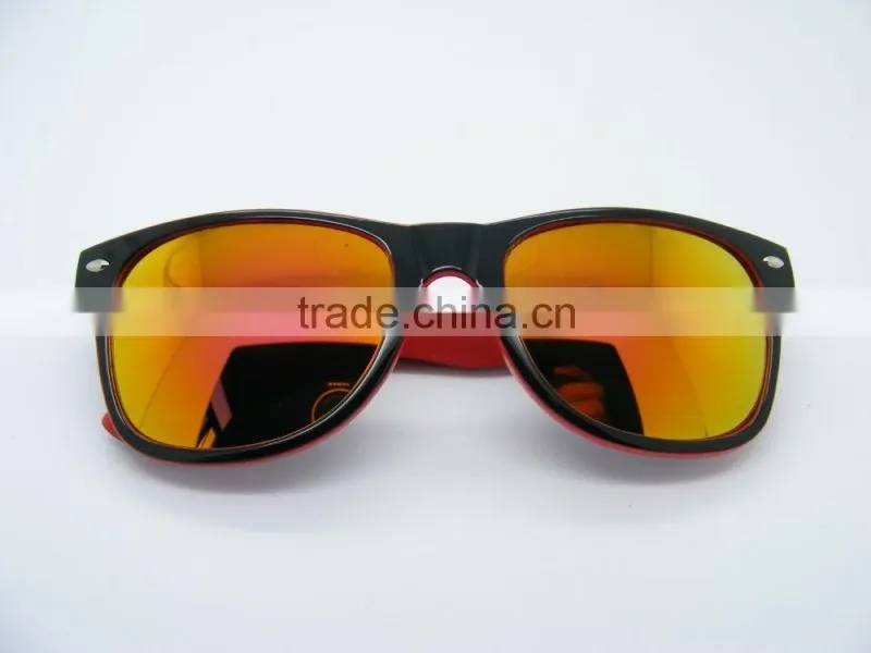 Taizhou Duqiao Factory Gold Mirror lenses sunglasses withPC farme