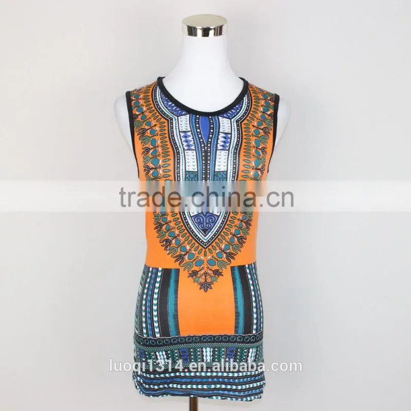 China supplier in bulk dashiki vest top, ladies african ethnic tank top, latest women dashiki top