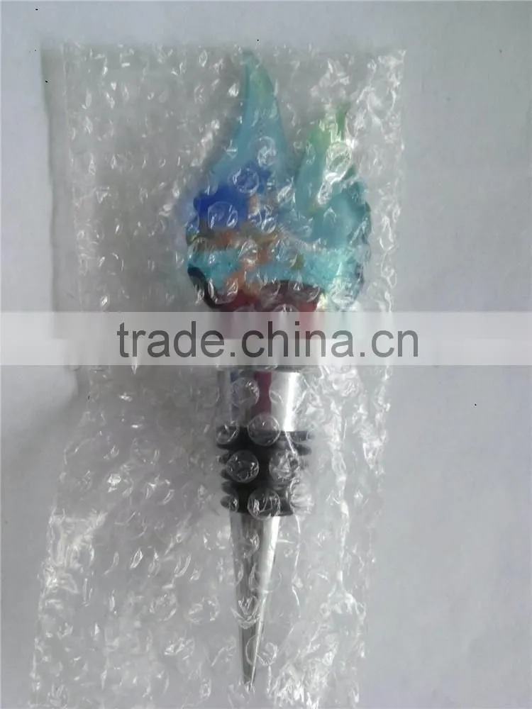 Popular glass leaf shape Bottle Wine Stopper