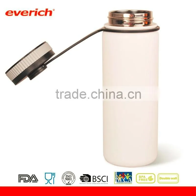 Vacuum insulated stainless steel water bottle with lid