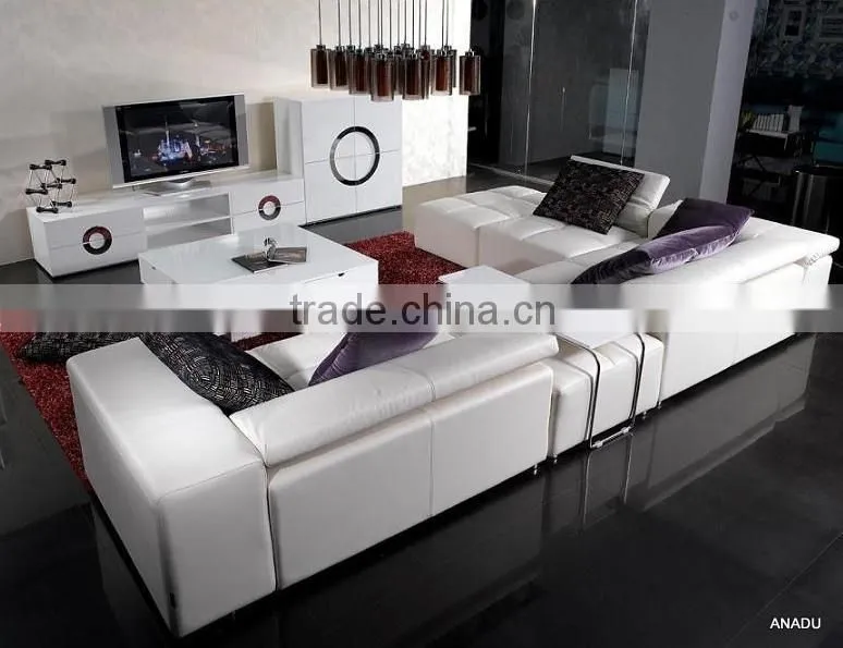 Modern100% First Layout Cow leather Sofa 5m White High Quality Sofa AL109