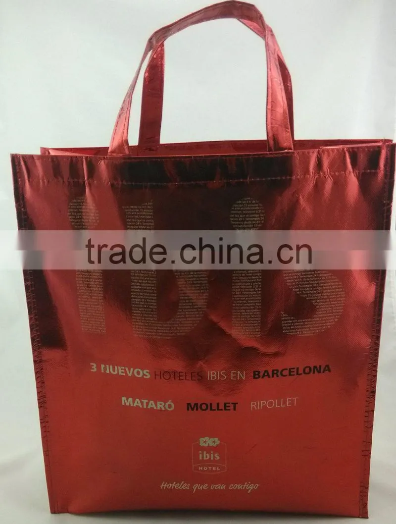 Pp non woven with metallic cooler laminated reusable tote bags for women