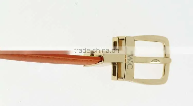 2015 colorful Lady reversible leather belt with shiny gold remove buckles in YiWu