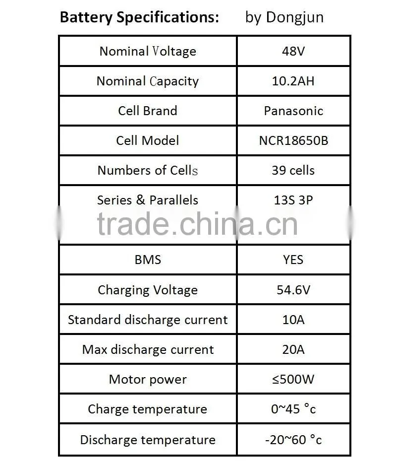 48V 10.2AH Ebike Battery Pack(Silver Fish case) with branded 18650 cells for electric bike