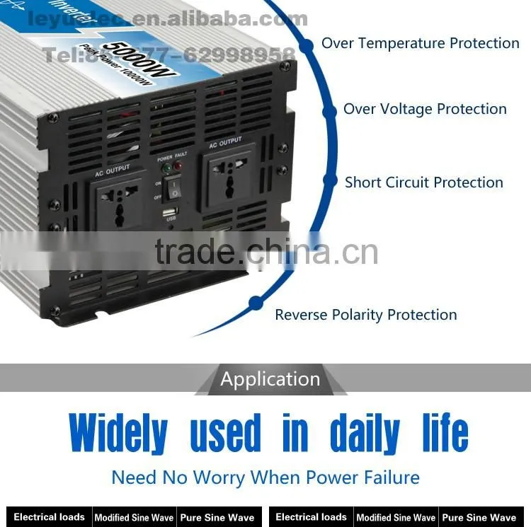 Hot selling adjustable voltage OPIP-5000 pure sine wave power inverter DC to AC dc input 12v