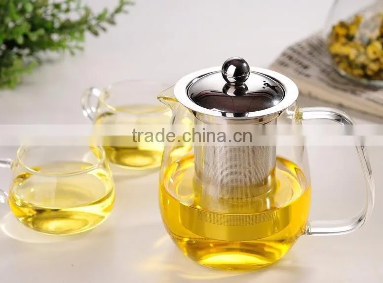 1200ml Hot Selling Borosilicate Glass Tea Pot With Stainless Steel Infuser Tea Pitcher Teapot
