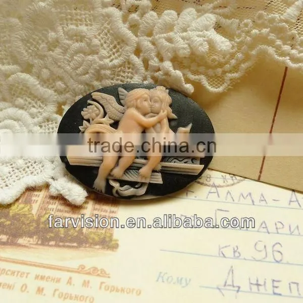 Hot sale flat back resin cameo, resin cameo for wedding decoration