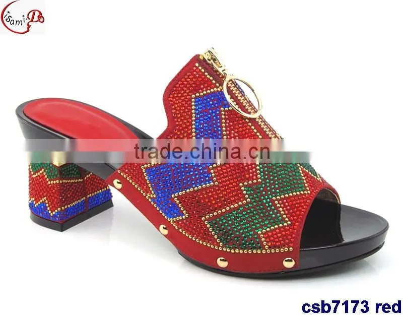 CSB7173 orange -blue-gold-green-red new coming italian design high quality hot selling lady sandals with stone on factory costy