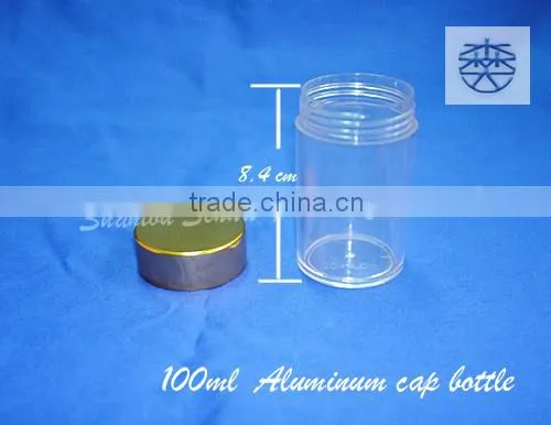 top sale pill plastic bottle for medicine, screw cap plastic medicine bottle for pill, 100ml plastic bottle with aluminum cap