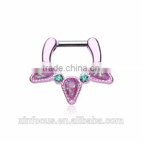 Opal Purple Sparkle Septum Ring