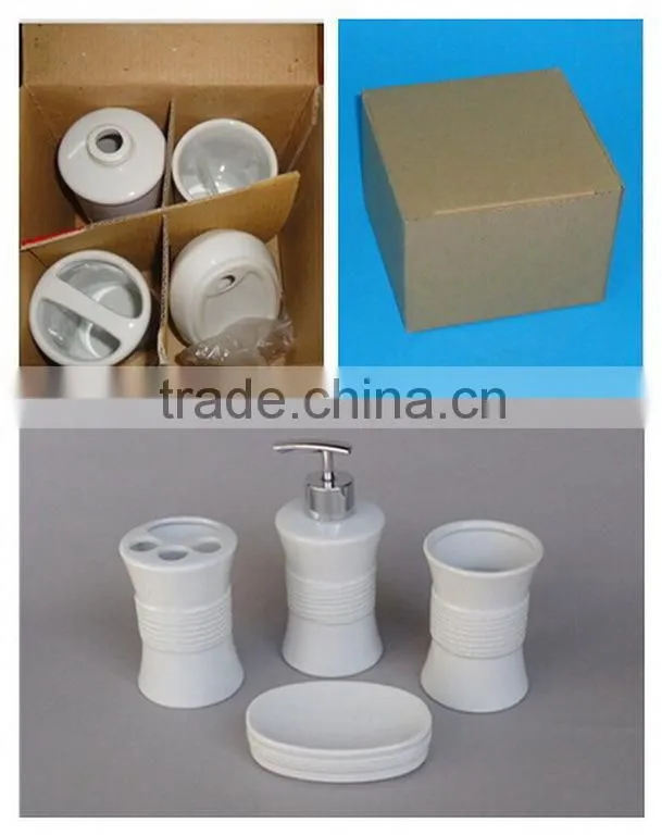 simple and elegant design ceramic bathroom set lotion bottle soap dish toothbrush holder tumbler