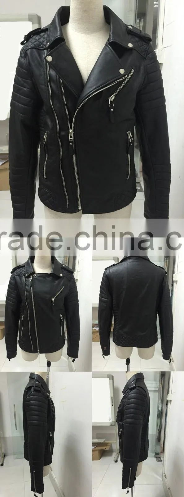 Hot selling womens leather jackets, jacket factory guangzhou leather jacket, women casual leather jacket