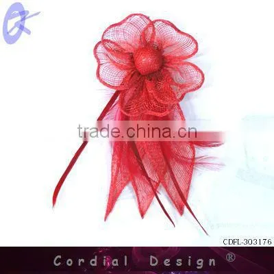 2013 2013 new style red gauze feather flower hair accessory