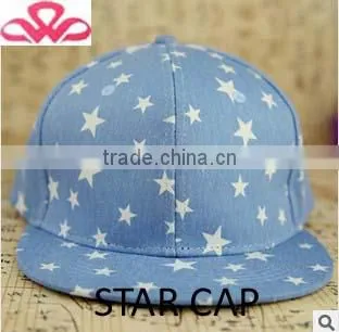 WL057-2 100%Cotton blue stars stripes fashion snapback hat