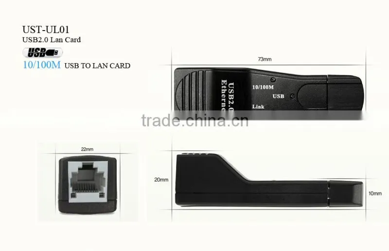 blak Usb 2.0 external network latest lan card with led light High Speed 480Mbps