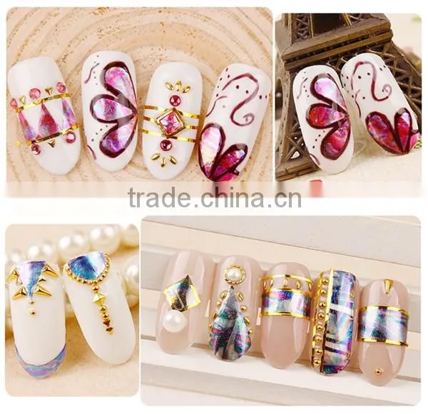 DIY Laser Glass Paper Nail Stickers,Wraps Decorations Shine Colorful Glitter Decals Plastic Shell Japanese Nail