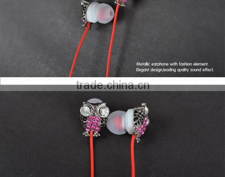 ULDUM IN EAR Owl diamond HeadPhones Earbuds & Mic 3.5mm Earphones - HEAVY BASS