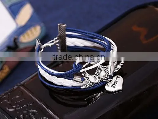 New Style Leather Jewelry Lots Style Cute Infinity Charm Bracelet Fashion