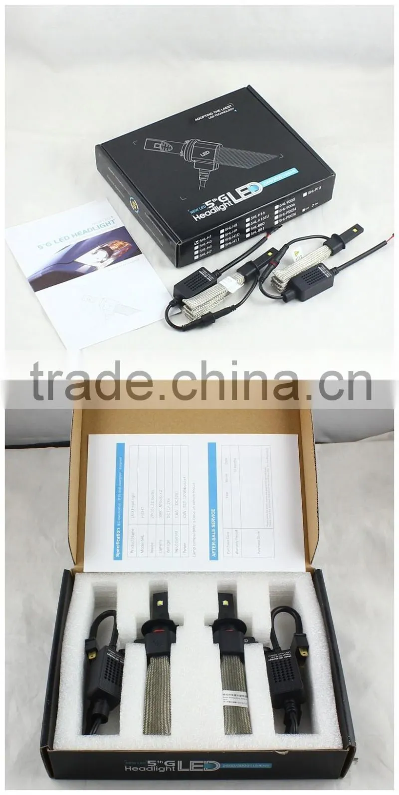 2016 fanless h7 led headlight bulbs c ree 40w 5000lm 6500k super white driving light car h7 led headlights