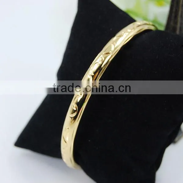 Stainless Steel Round Flat Engraved Bangle