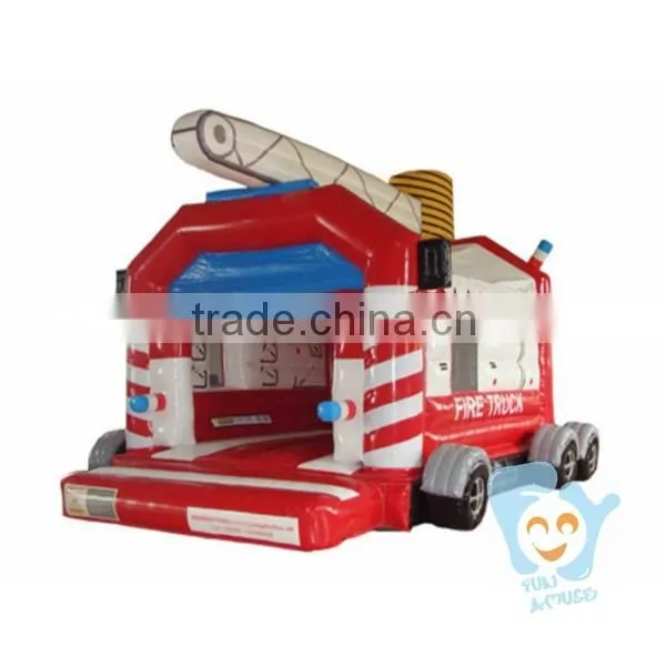 cheap new giant 0.55mm pvc tarpaulin fire truck inflatable bounce house
