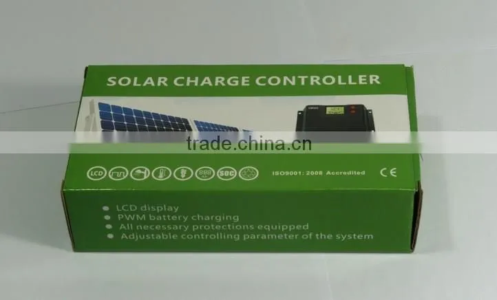 Solar charge controller 20A with LCD display and technical data can be set