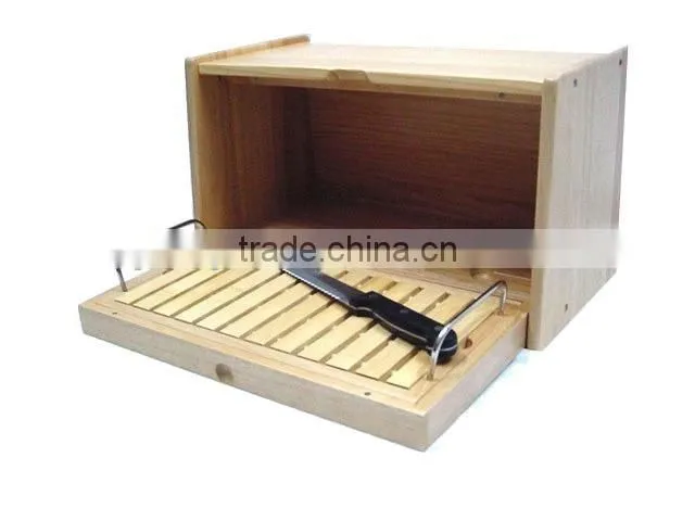 Custom Vertical Wood Bread Storage Bin with Removable Lid and Handle for Bread and Cake Storage